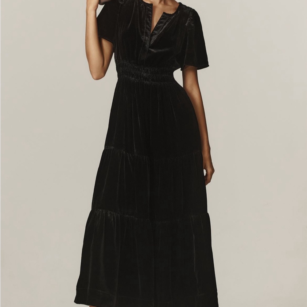 Anthropologie black velvet Somerset Dress